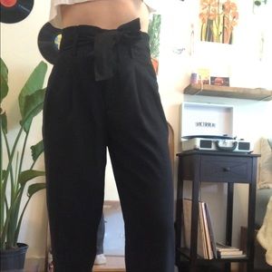 Straight leg high waist tie pants